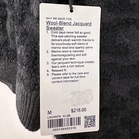 Lululemon Wool-Blend Jacquard Sweater in Charcoal - Picture 2 of 3